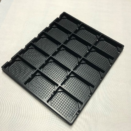 定制黑色运输周转托盘电子元件吸塑托盘塑料周转盘PP冷冻食品托盘